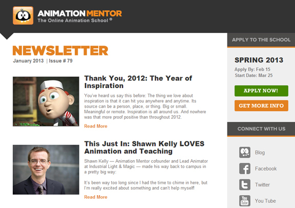 Animation Mentor Newsletter