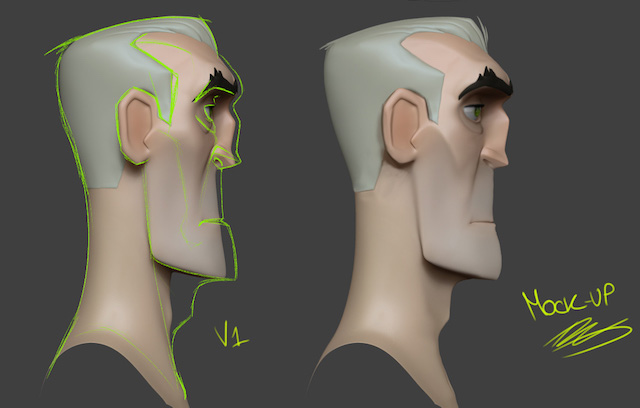 Feedback for modeling, tweaking facial proportions along the Z axis