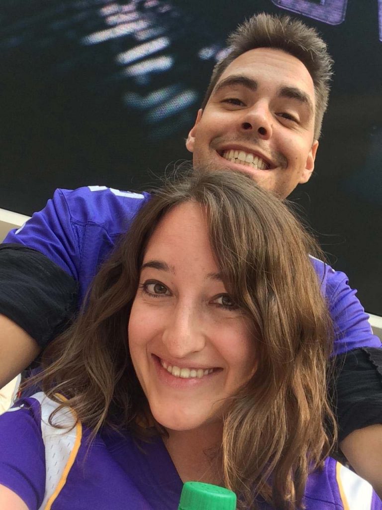 Teresa and her husband, Wes, at a Minnesota Vikings Game