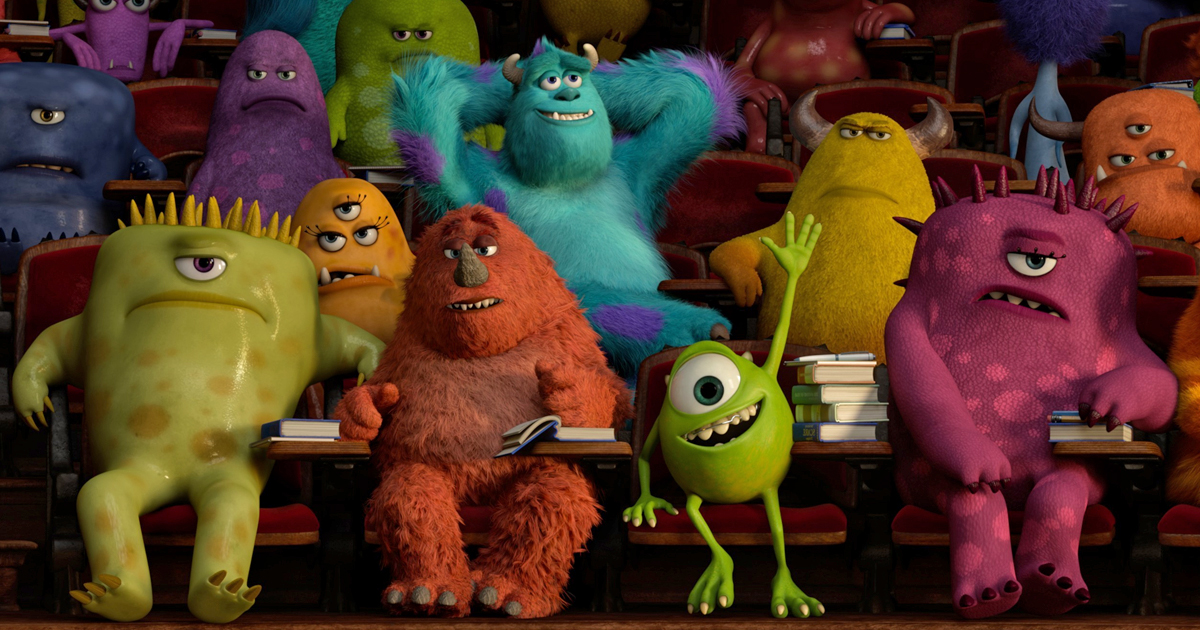 Mike and Sully attend class in Monsters University
