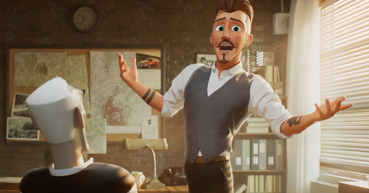 Animation Mentor 2021 Student Showcase still of man in office gesturing with both arms